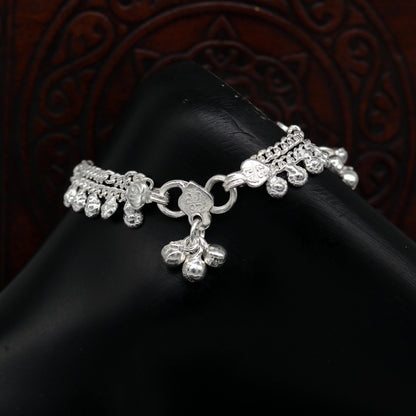 Heavy 6.5-inch trendy baby anklets by TRIBAL ORNAMENTS, double chain jingling ankle bracelet for kids, personalized jewelry gift