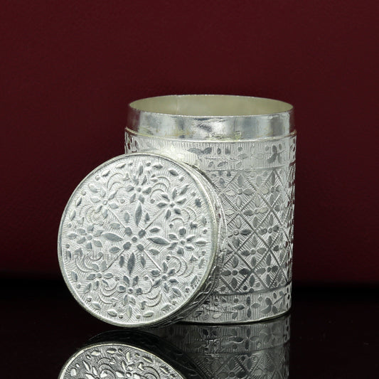 6.5cm 925 solid silver utensils vintage style trinket box, container/casket box bridal floral work box, jewelry box silver utensils stb311 - TRIBAL ORNAMENTS