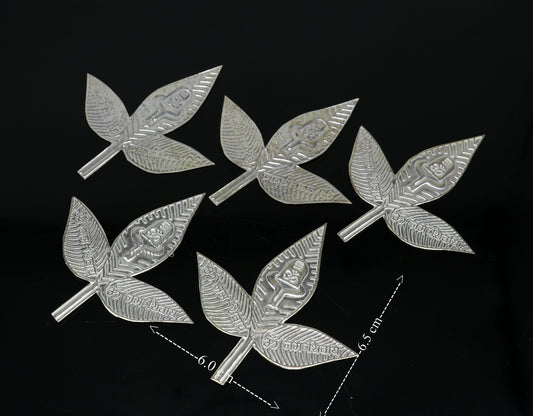 6.5cm Lord Shiva bel Patra Solid silver handmade solid belva patra, shiva worshipping/ puja article, bel tree leaves for puja su675 - TRIBAL ORNAMENTS