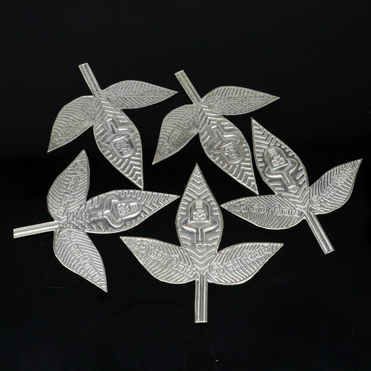 6.5cm Lord Shiva bel Patra Solid silver handmade solid belva patra, shiva worshipping/ puja article, bel tree leaves for puja su675 - TRIBAL ORNAMENTS