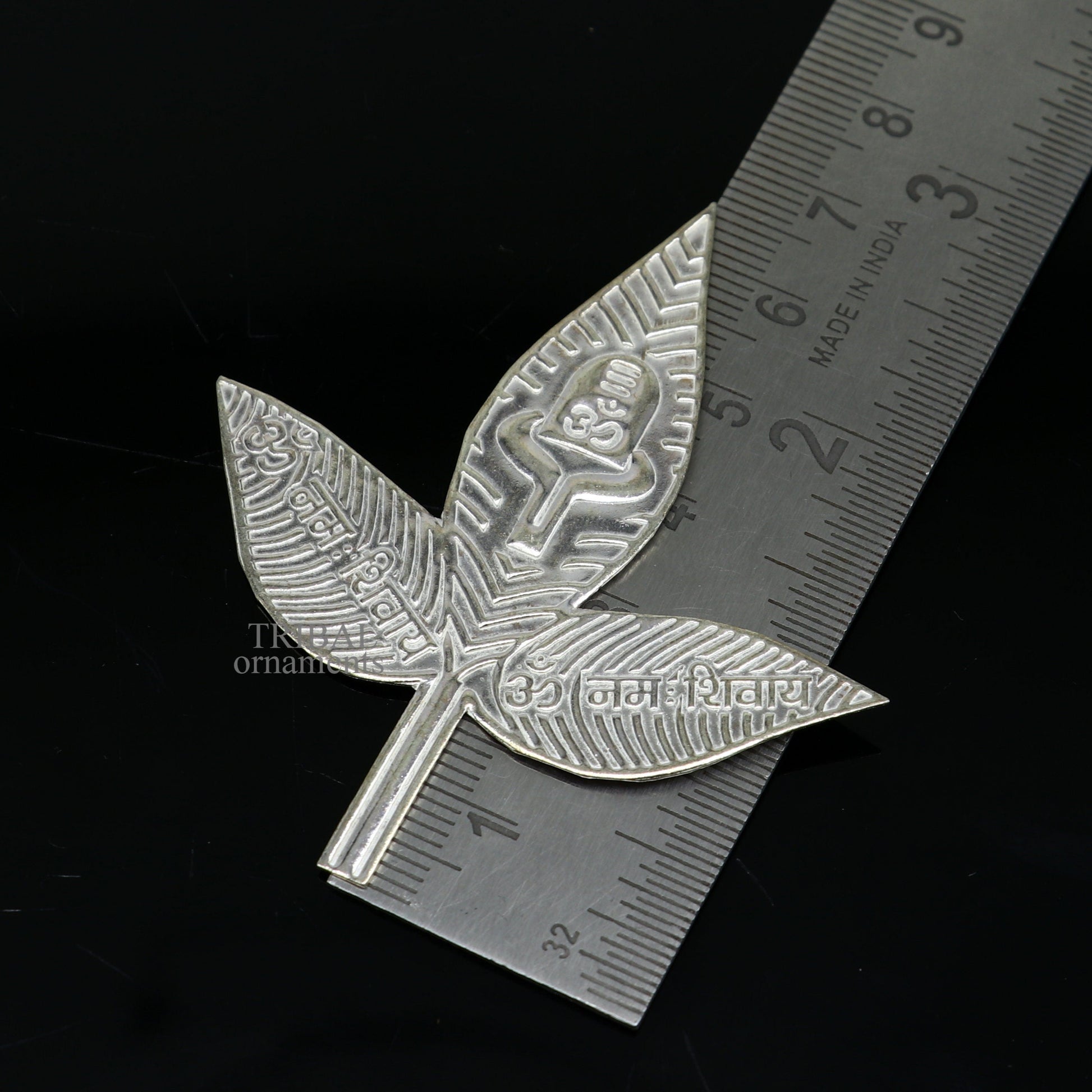 6.5cm Lord Shiva bel Patra Solid silver handmade solid belva patra, shiva worshipping/ puja article, bel tree leaves for puja su675 - TRIBAL ORNAMENTS