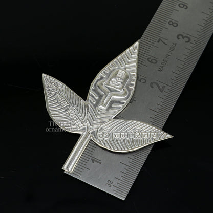 6.5cm Lord Shiva bel Patra Solid silver handmade solid belva patra, shiva worshipping/ puja article, bel tree leaves for puja su675 - TRIBAL ORNAMENTS