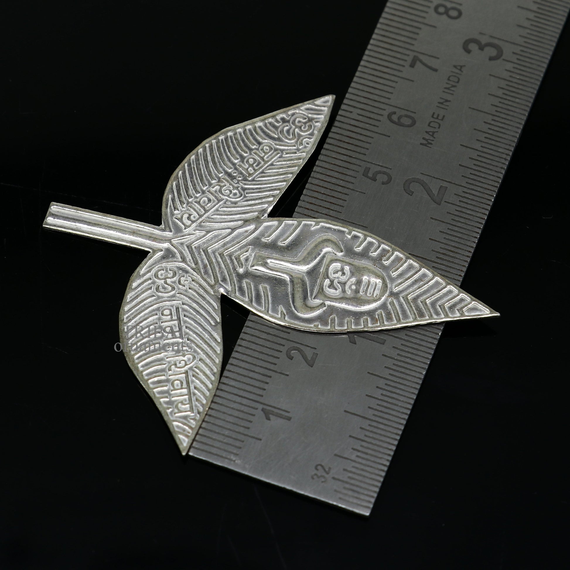 6.5cm Lord Shiva bel Patra Solid silver handmade solid belva patra, shiva worshipping/ puja article, bel tree leaves for puja su675 - TRIBAL ORNAMENTS