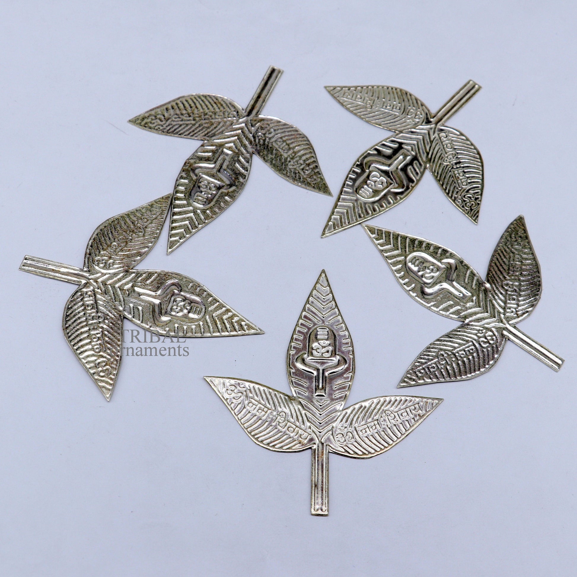 6.5cm Lord Shiva bel Patra Solid silver handmade solid belva patra, shiva worshipping/ puja article, bel tree leaves for puja su675 - TRIBAL ORNAMENTS