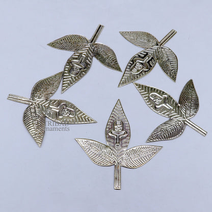 6.5cm Lord Shiva bel Patra Solid silver handmade solid belva patra, shiva worshipping/ puja article, bel tree leaves for puja su675 - TRIBAL ORNAMENTS
