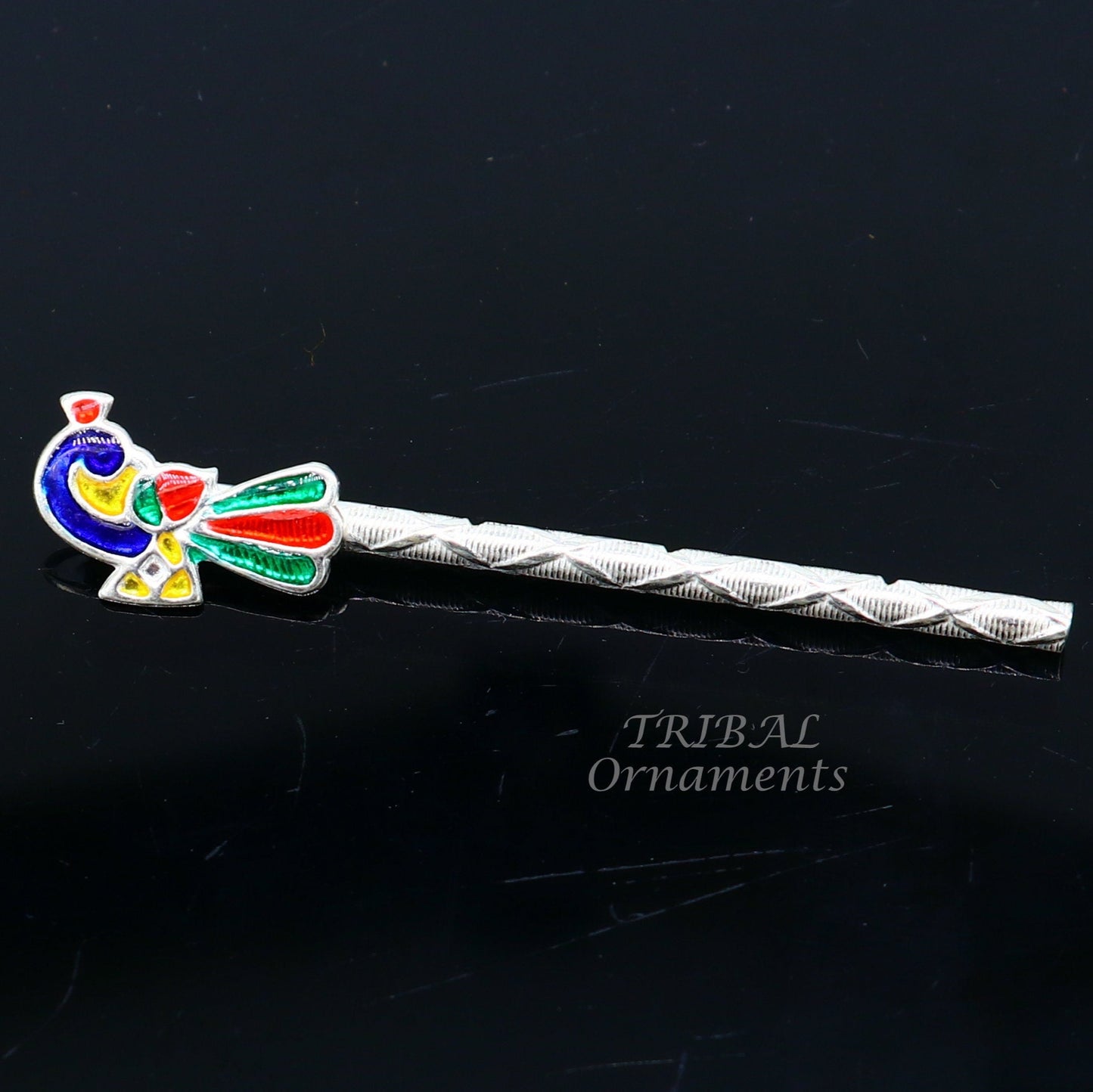 6.5cm sterling silver handmade idol baby Krishna small tiny flute, silver bansuri, laddu gopala flute, little krishna flute puja art su812 - TRIBAL ORNAMENTS
