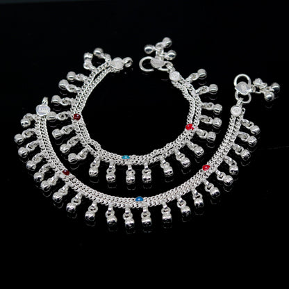 6" exclusive fancy stylish baby anklets bracelet, double chain jingling belly ankle bracelet, unisex gifting kids fashion jewelry ank263 - TRIBAL ORNAMENTS