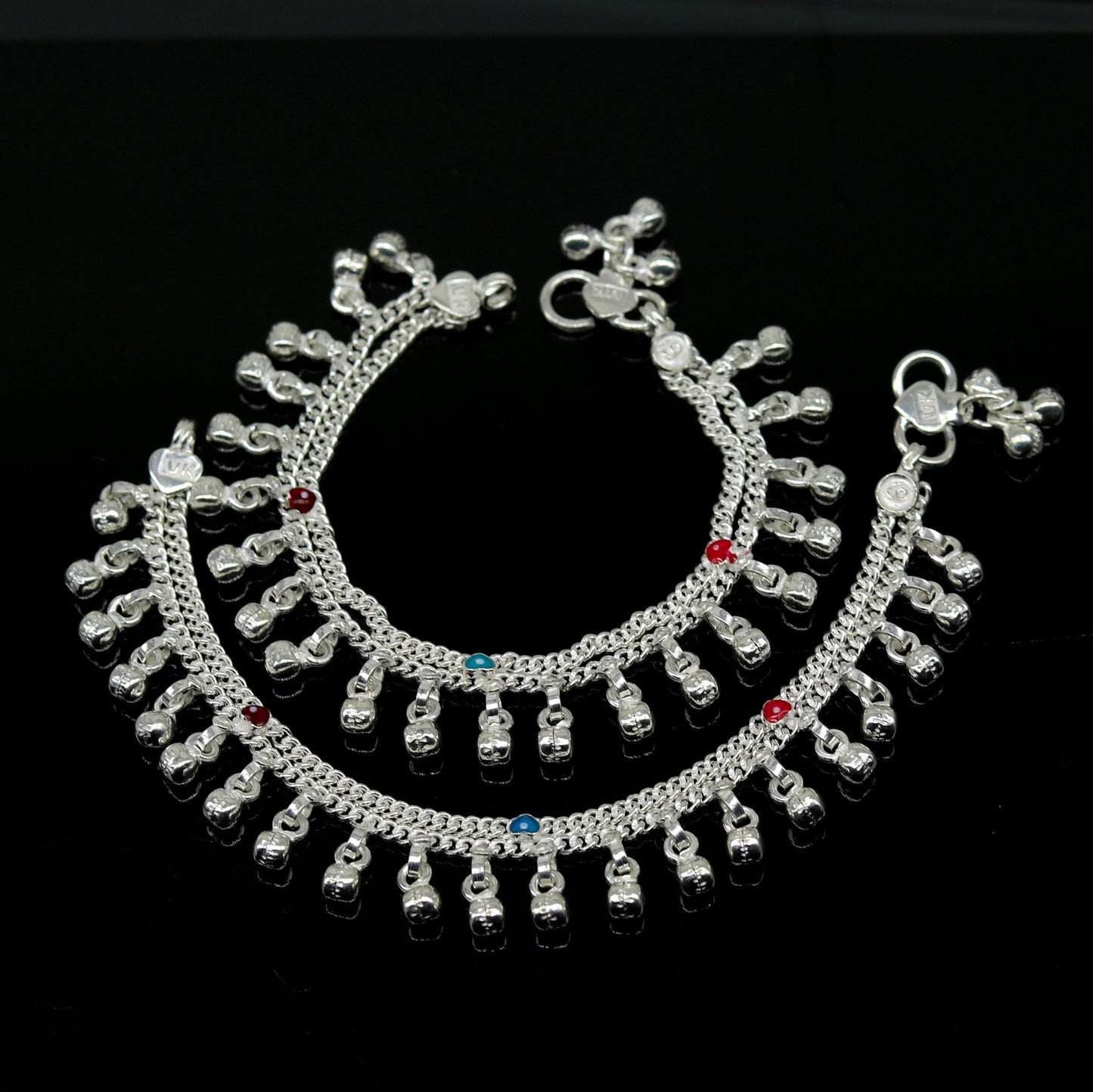 6" exclusive fancy stylish baby anklets bracelet, double chain jingling belly ankle bracelet, unisex gifting kids fashion jewelry ank263 - TRIBAL ORNAMENTS