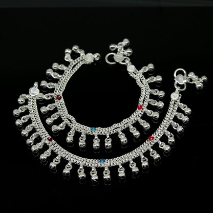 6" exclusive fancy stylish baby anklets bracelet, double chain jingling belly ankle bracelet, unisex gifting kids fashion jewelry ank263 - TRIBAL ORNAMENTS