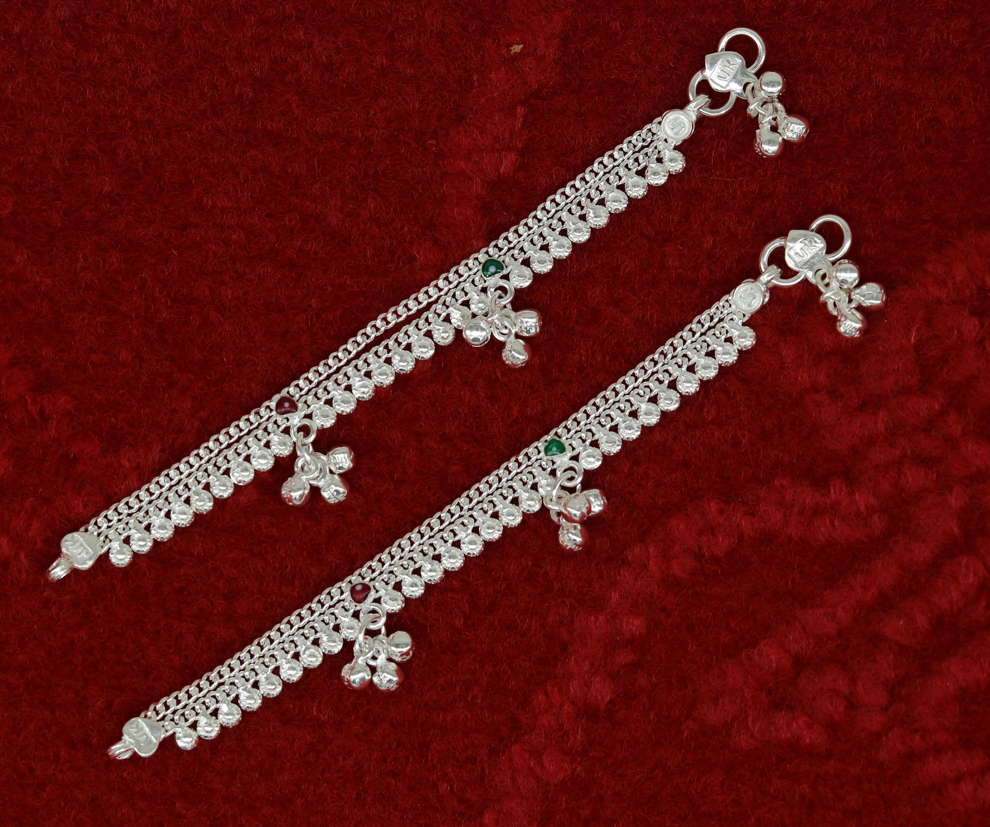 6" handmade solid sterling silver baby kids ankle bracelet unisex new born baby anklet foot bracelet customized charm bracelet ank225 - TRIBAL ORNAMENTS