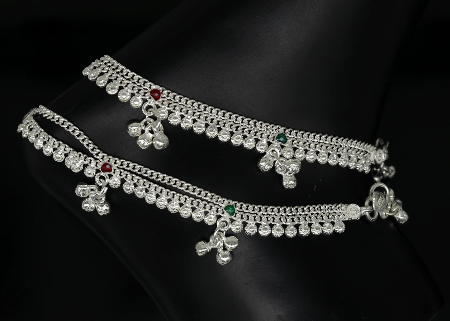 6" handmade solid sterling silver baby kids ankle bracelet unisex new born baby anklet foot bracelet customized charm bracelet ank225 - TRIBAL ORNAMENTS