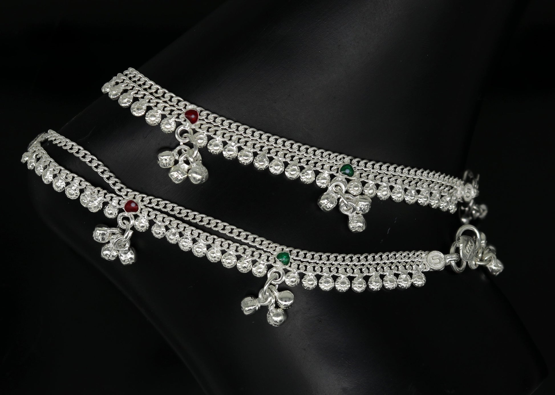 6" handmade solid sterling silver baby kids ankle bracelet unisex new born baby anklet foot bracelet customized charm bracelet ank225 - TRIBAL ORNAMENTS