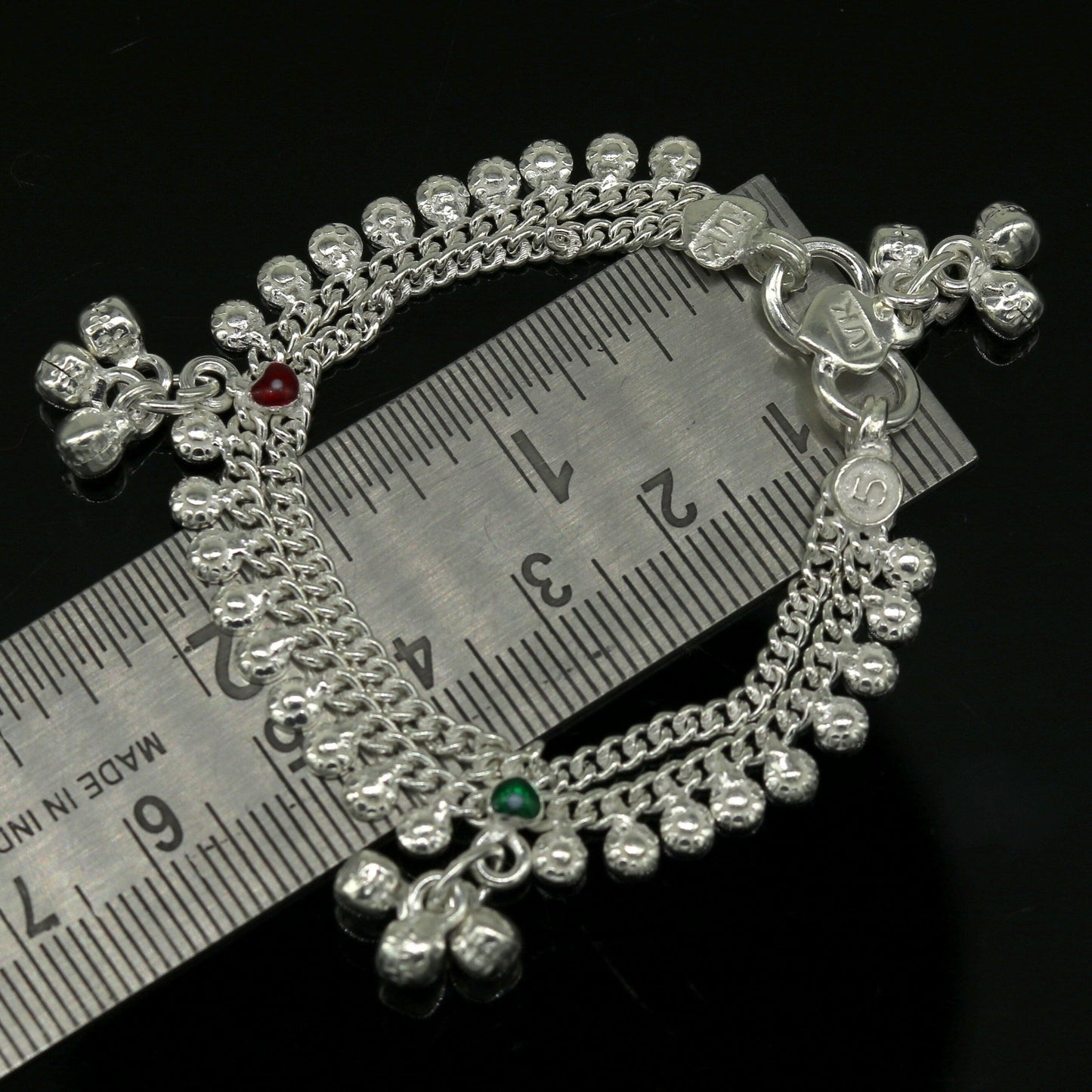 6" handmade solid sterling silver baby kids ankle bracelet unisex new born baby anklet foot bracelet customized charm bracelet ank225 - TRIBAL ORNAMENTS