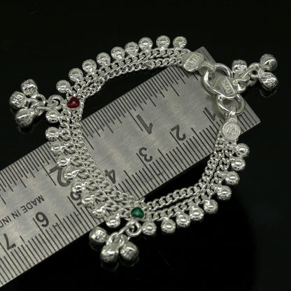 6" handmade solid sterling silver baby kids ankle bracelet unisex new born baby anklet foot bracelet customized charm bracelet ank225 - TRIBAL ORNAMENTS