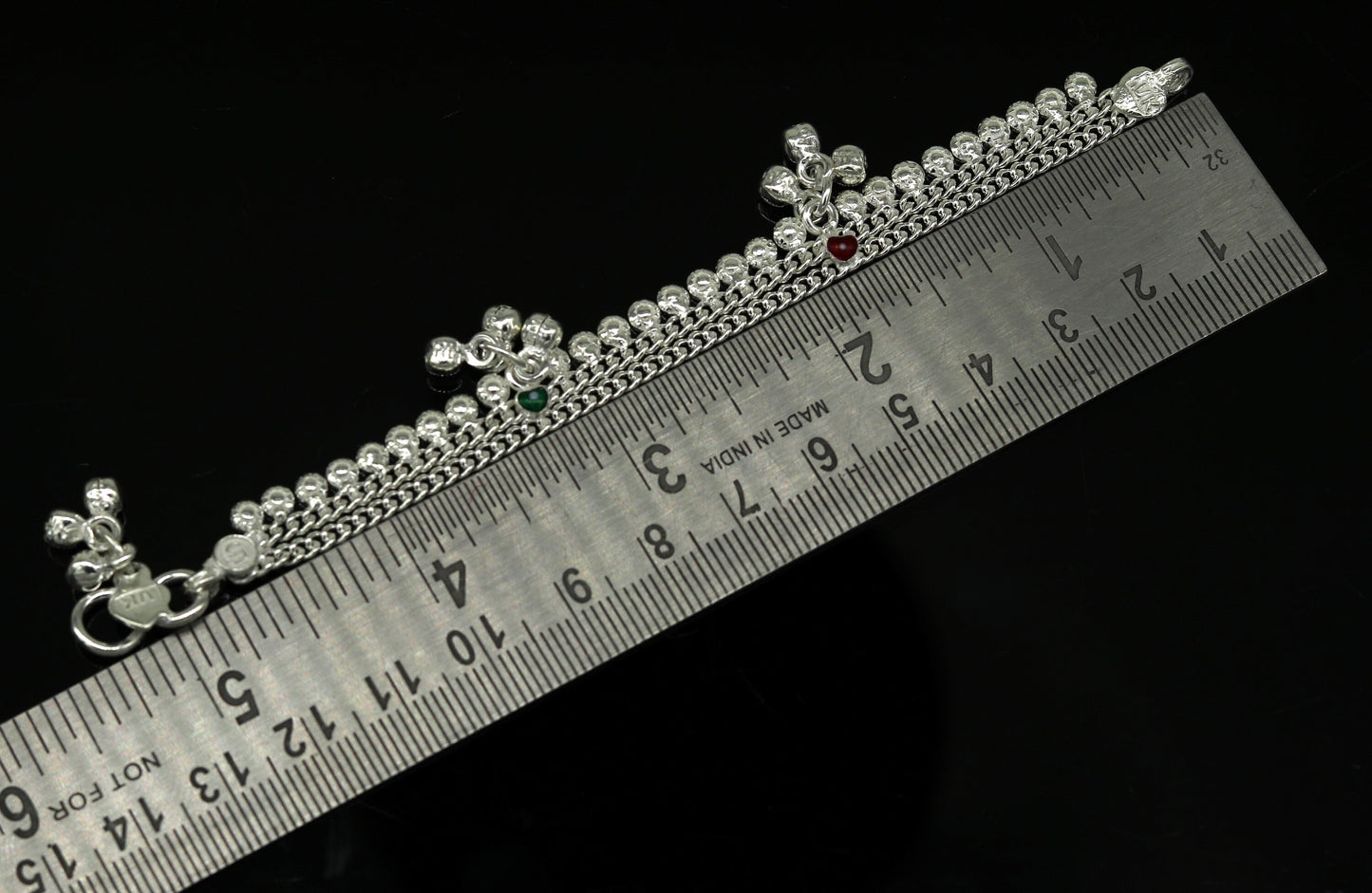 6" handmade solid sterling silver baby kids ankle bracelet unisex new born baby anklet foot bracelet customized charm bracelet ank225 - TRIBAL ORNAMENTS