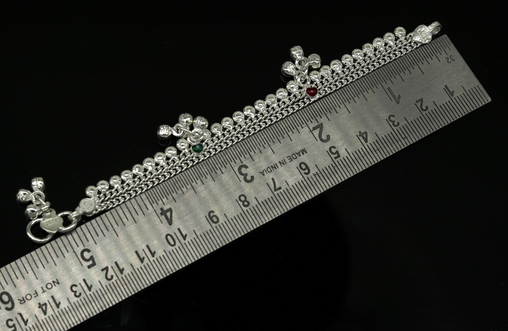 6" handmade solid sterling silver baby kids ankle bracelet unisex new born baby anklet foot bracelet customized charm bracelet ank225 - TRIBAL ORNAMENTS