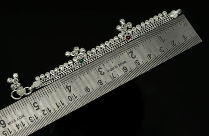6" handmade solid sterling silver baby kids ankle bracelet unisex new born baby anklet foot bracelet customized charm bracelet ank225 - TRIBAL ORNAMENTS