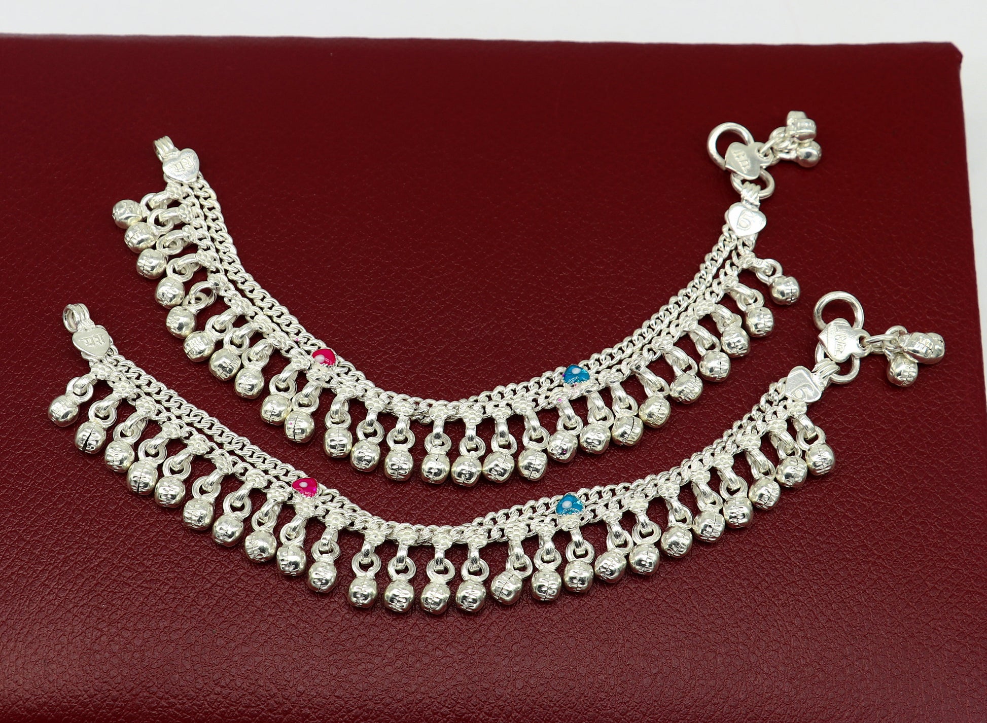 6" handmade solid sterling silver baby kids ankle bracelet unisex new born baby anklet foot bracelet customized charm bracelet ank356 - TRIBAL ORNAMENTS