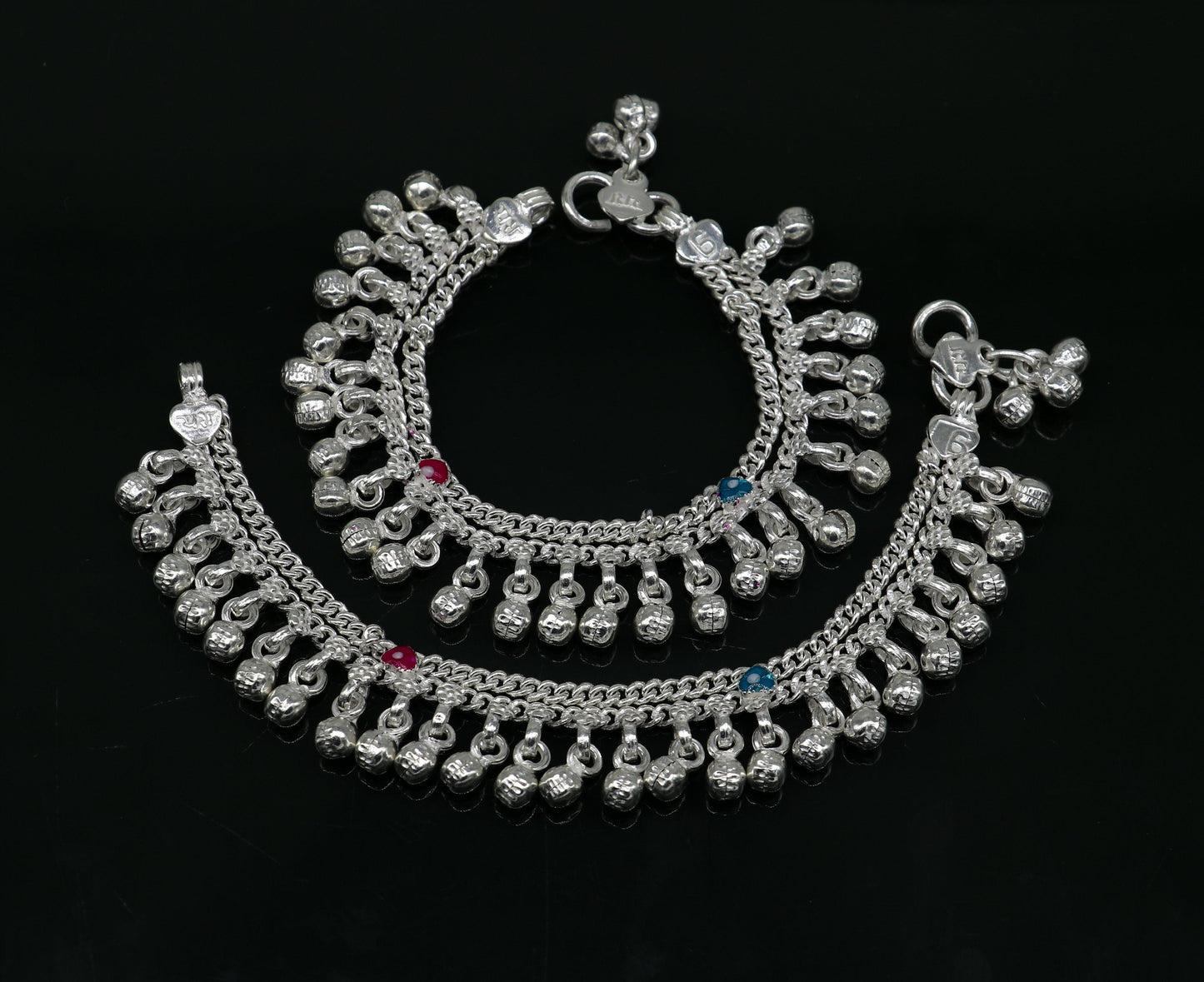 6" handmade solid sterling silver baby kids ankle bracelet unisex new born baby anklet foot bracelet customized charm bracelet ank356 - TRIBAL ORNAMENTS