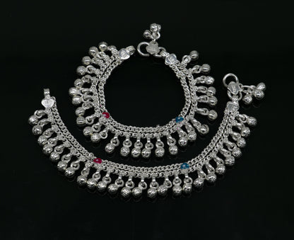 Handmade 6-inch solid sterling silver baby ankle bracelet with customized charm, suitable for newborns and kids, unisex design.