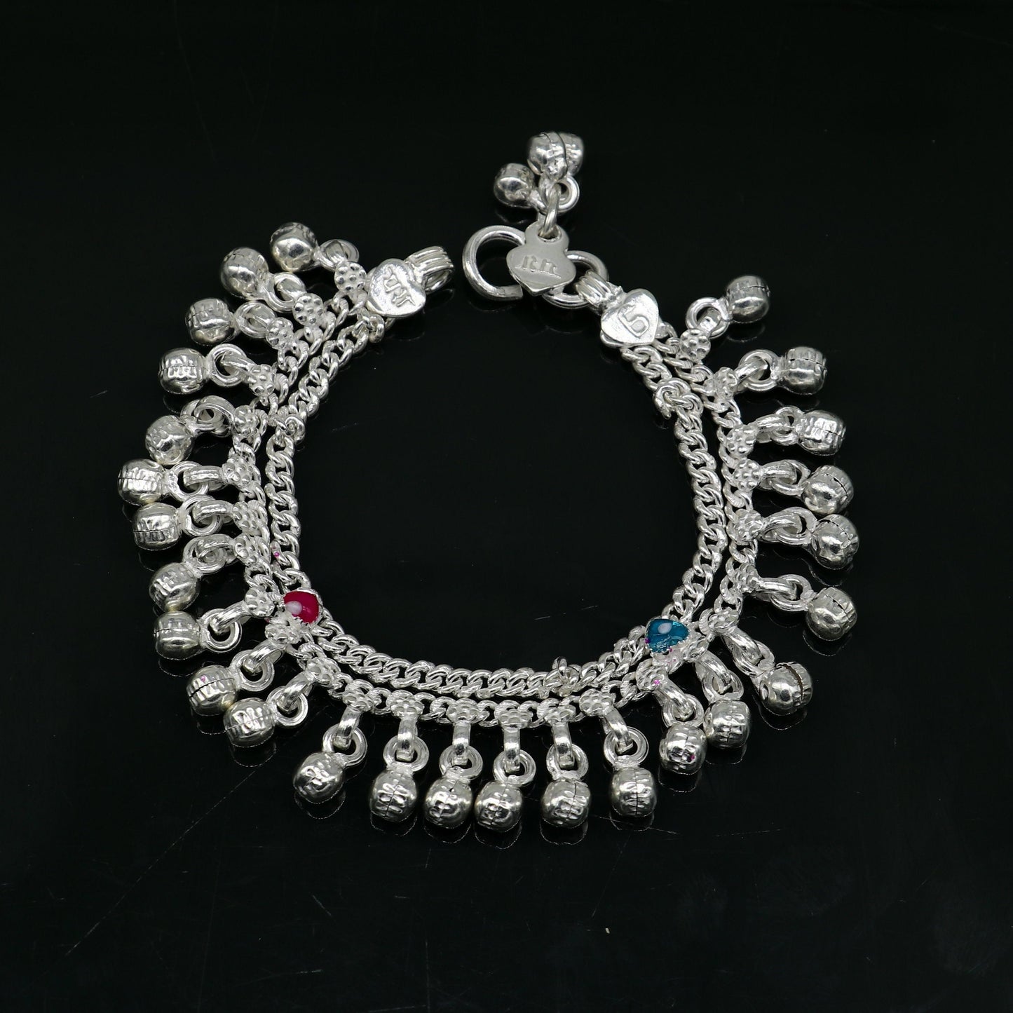 6" handmade solid sterling silver baby kids ankle bracelet unisex new born baby anklet foot bracelet customized charm bracelet ank356 - TRIBAL ORNAMENTS