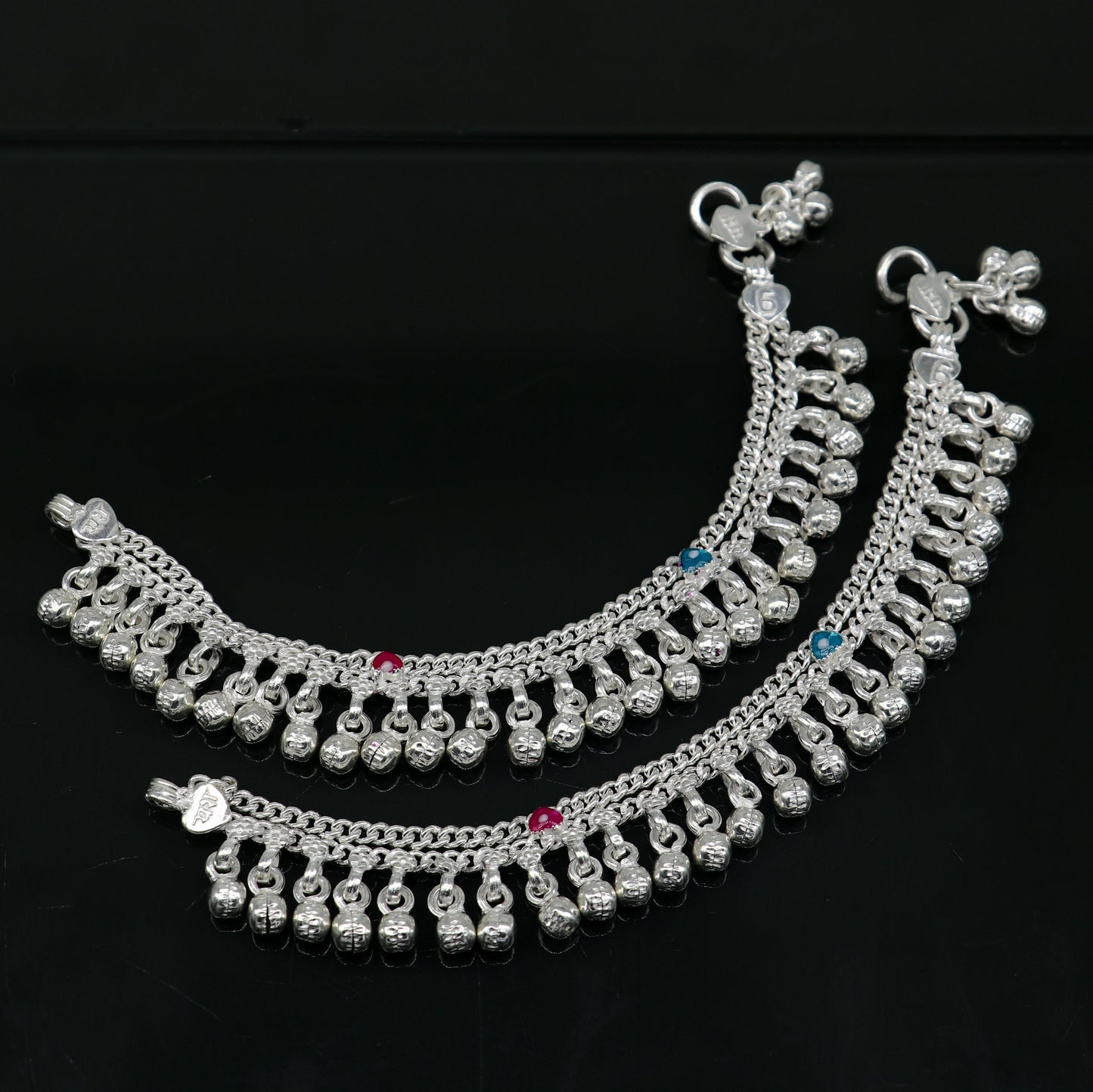 6" handmade solid sterling silver baby kids ankle bracelet unisex new born baby anklet foot bracelet customized charm bracelet ank356 - TRIBAL ORNAMENTS