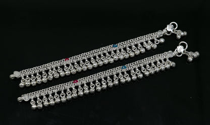 Handmade 6-inch solid sterling silver baby ankle bracelet with customizable charm, unisex design for newborns and kids.