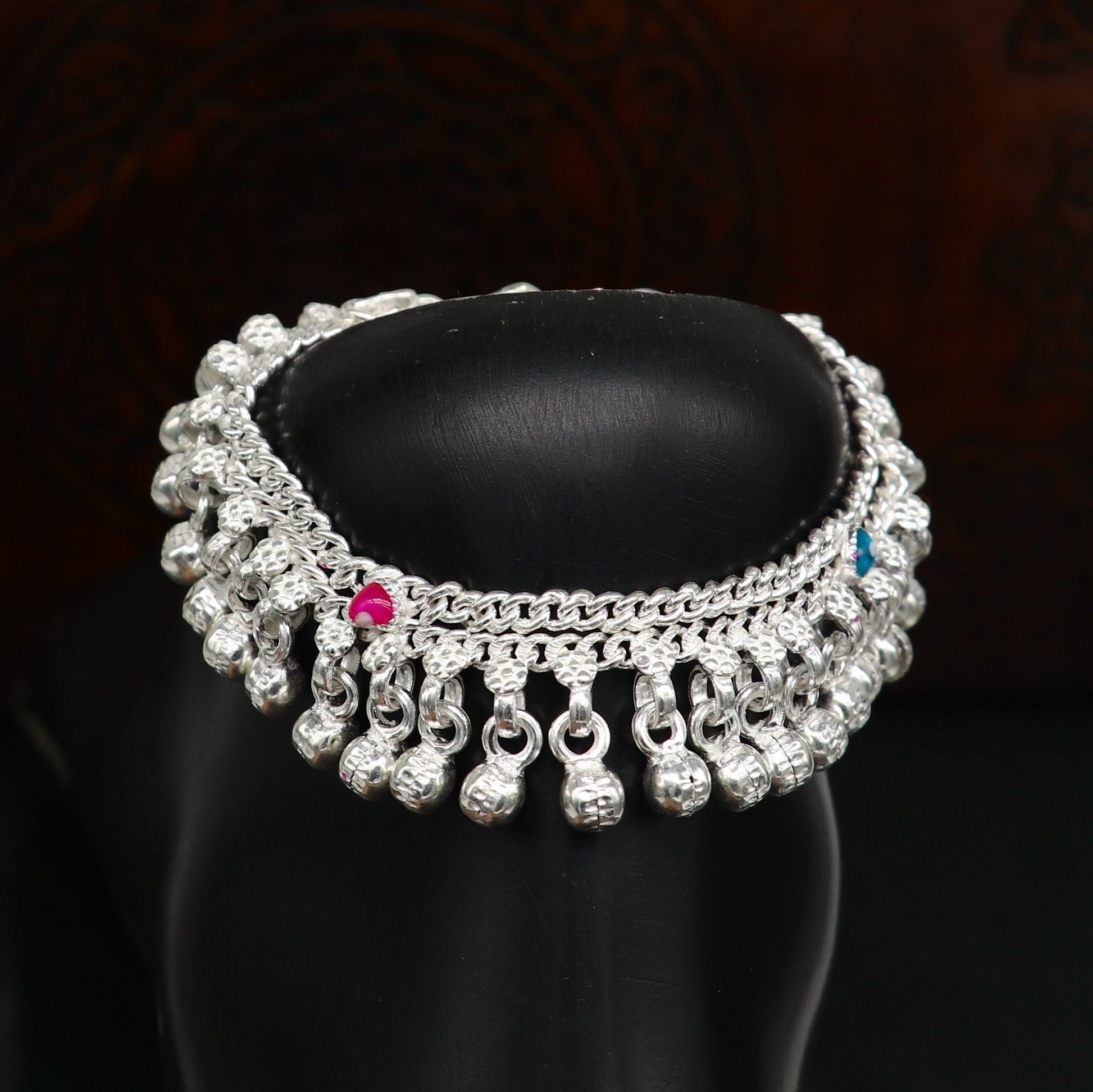 6" handmade solid sterling silver baby kids ankle bracelet unisex new born baby anklet foot bracelet customized charm bracelet ank356 - TRIBAL ORNAMENTS