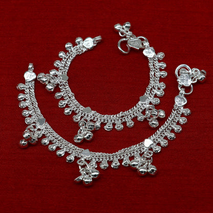 6-inch handmade sterling silver baby ankle bracelet with unisex design and customized charm, perfect for kids' foot jewelry.