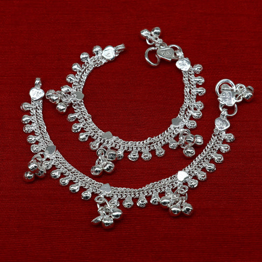 6" inch handmade solid sterling silver baby kids ankle bracelet unisex baby anklet foot bracelet customized charm kids bracelet ank421 - TRIBAL ORNAMENTS