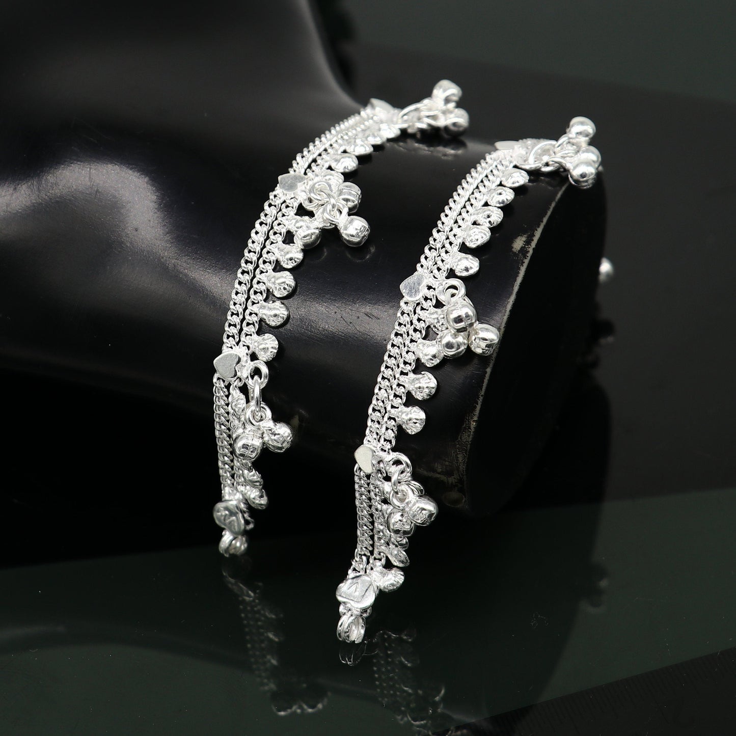 6" inch handmade solid sterling silver baby kids ankle bracelet unisex baby anklet foot bracelet customized charm kids bracelet ank421 - TRIBAL ORNAMENTS