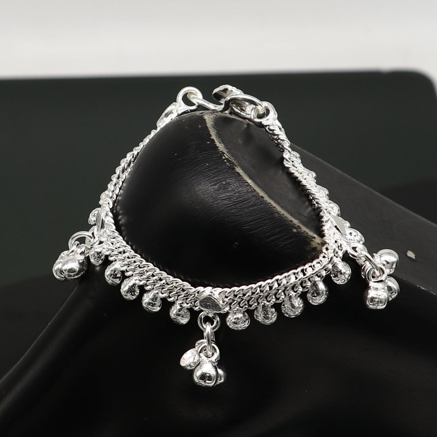 6" inch handmade solid sterling silver baby kids ankle bracelet unisex baby anklet foot bracelet customized charm kids bracelet ank421 - TRIBAL ORNAMENTS