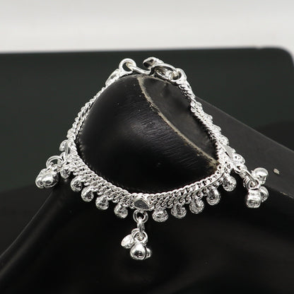 6-inch handmade sterling silver baby ankle bracelet with customized charm, unisex design, tribal ornaments brand.
