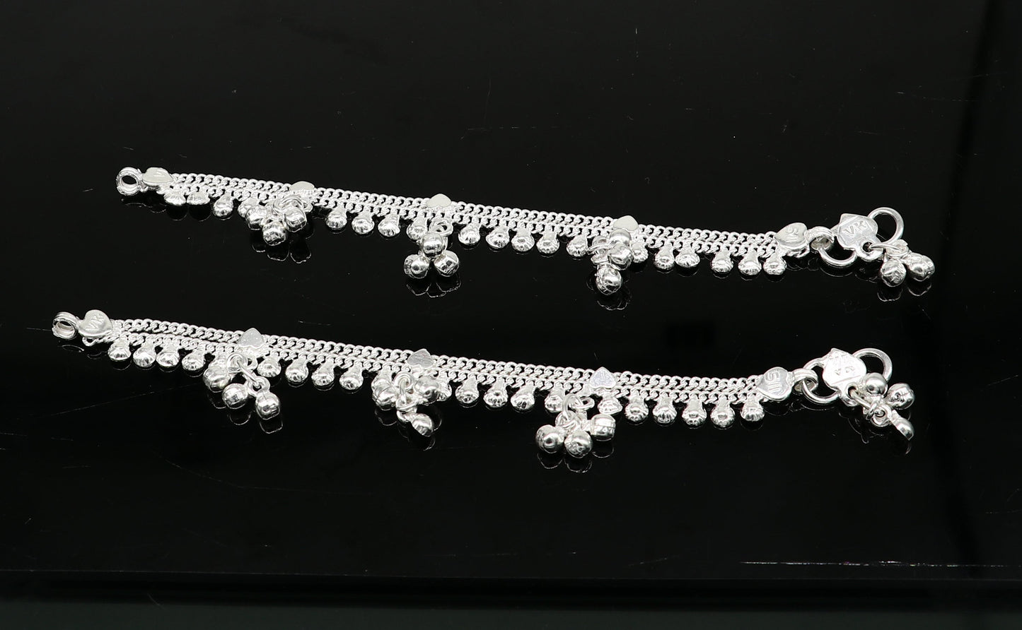 6" inch handmade solid sterling silver baby kids ankle bracelet unisex baby anklet foot bracelet customized charm kids bracelet ank421 - TRIBAL ORNAMENTS