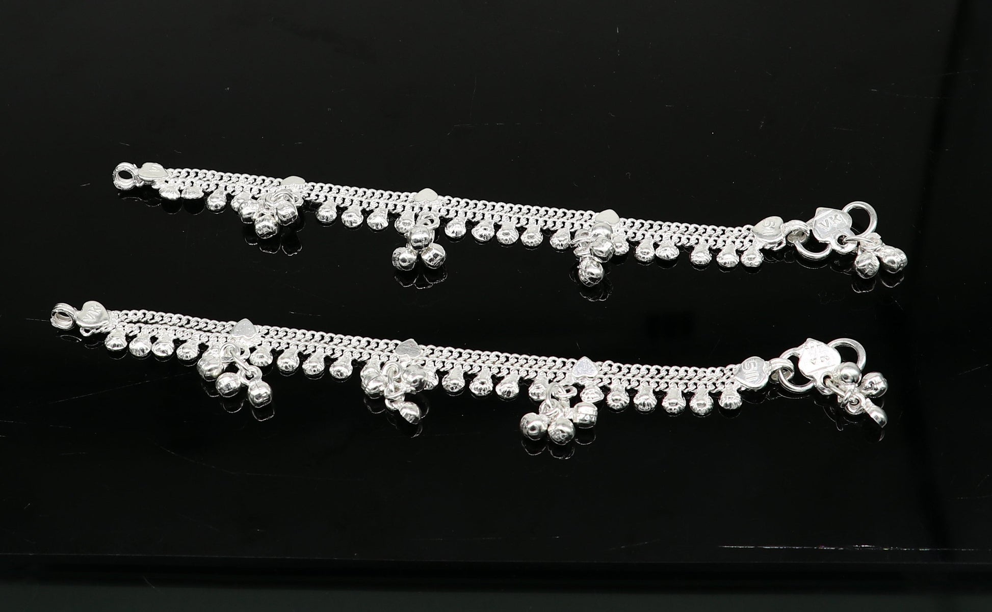 6" inch handmade solid sterling silver baby kids ankle bracelet unisex baby anklet foot bracelet customized charm kids bracelet ank421 - TRIBAL ORNAMENTS