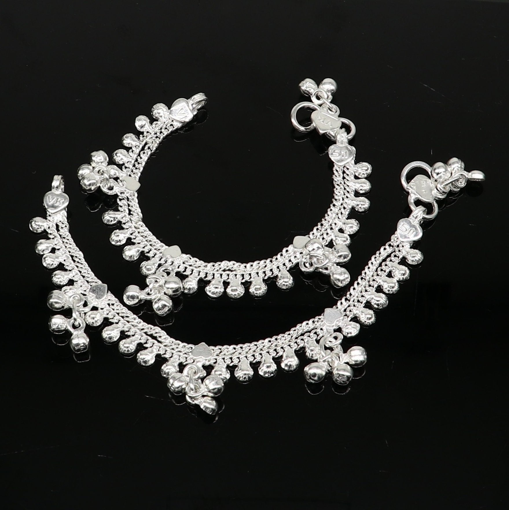 6" inch handmade solid sterling silver baby kids ankle bracelet unisex baby anklet foot bracelet customized charm kids bracelet ank421 - TRIBAL ORNAMENTS