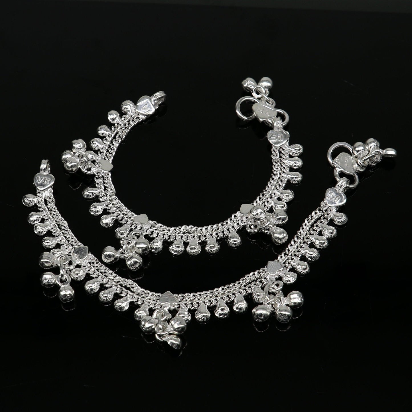 6" inch handmade solid sterling silver baby kids ankle bracelet unisex baby anklet foot bracelet customized charm kids bracelet ank421 - TRIBAL ORNAMENTS