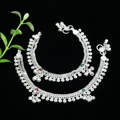 6" inch handmade solid sterling silver baby kids ankle bracelet unisex new born baby anklet foot bracelet customized charm bracelet ank387 - TRIBAL ORNAMENTS