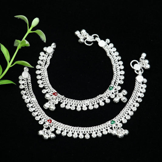 6" inch handmade solid sterling silver baby kids ankle bracelet unisex new born baby anklet foot bracelet customized charm bracelet ank387 - TRIBAL ORNAMENTS