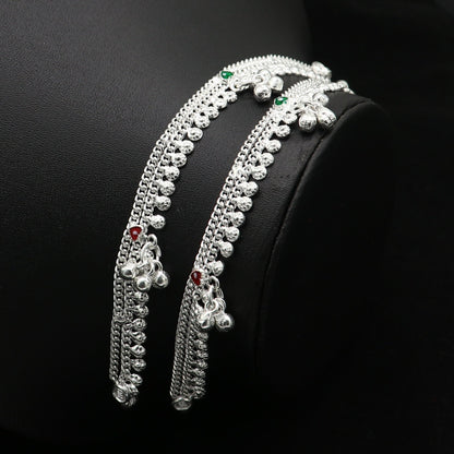 6" inch handmade solid sterling silver baby kids ankle bracelet unisex new born baby anklet foot bracelet customized charm bracelet ank387 - TRIBAL ORNAMENTS