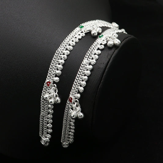 6" inch handmade solid sterling silver baby kids ankle bracelet unisex new born baby anklet foot bracelet customized charm bracelet ank387 - TRIBAL ORNAMENTS