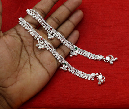 6" inch handmade solid sterling silver baby kids ankle bracelet unisex new born baby anklet foot bracelet customized charm bracelet ank387 - TRIBAL ORNAMENTS