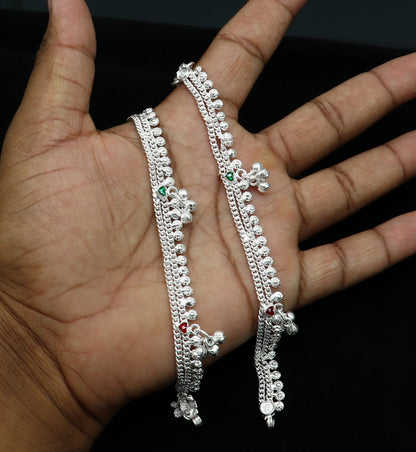 6" inch handmade solid sterling silver baby kids ankle bracelet unisex new born baby anklet foot bracelet customized charm bracelet ank387 - TRIBAL ORNAMENTS