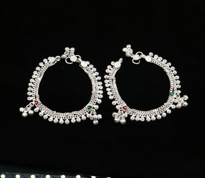 6" inch handmade solid sterling silver baby kids ankle bracelet unisex new born baby anklet foot bracelet customized charm bracelet ank387 - TRIBAL ORNAMENTS