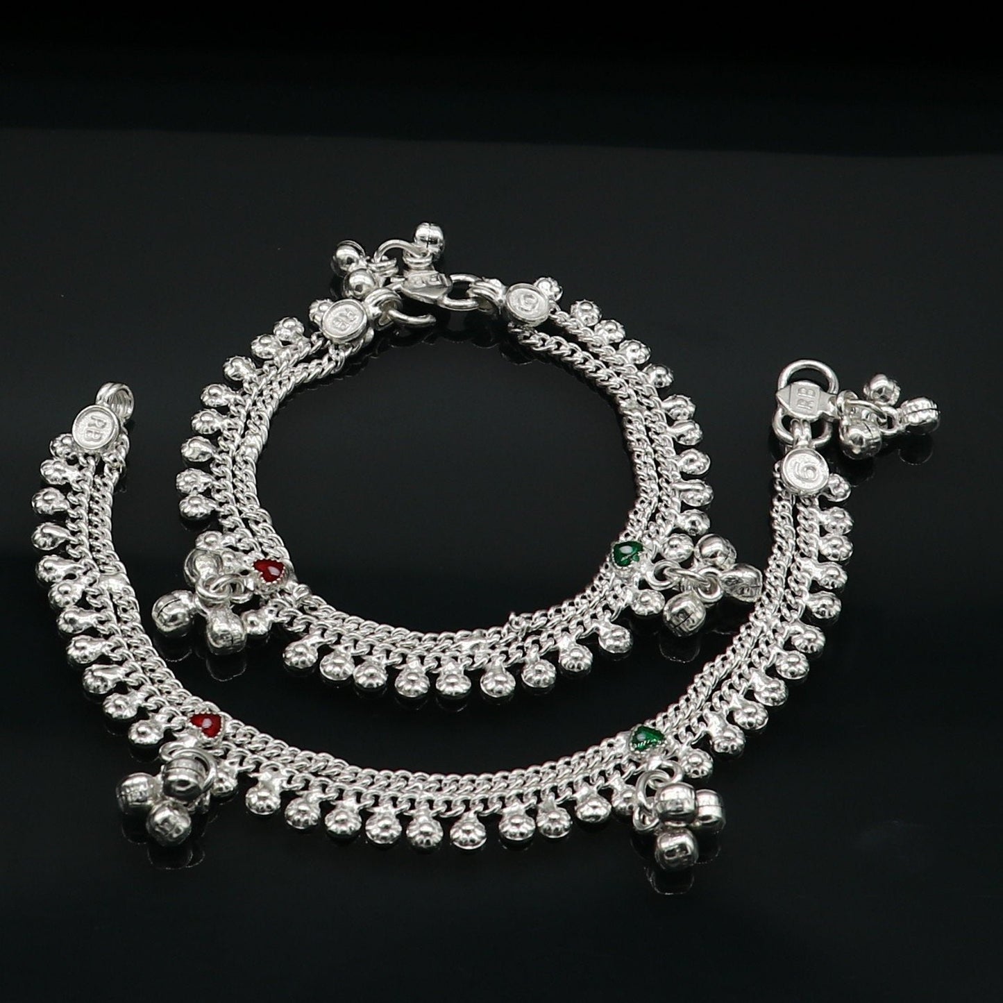 6" inch handmade solid sterling silver baby kids ankle bracelet unisex new born baby anklet foot bracelet customized charm bracelet ank387 - TRIBAL ORNAMENTS