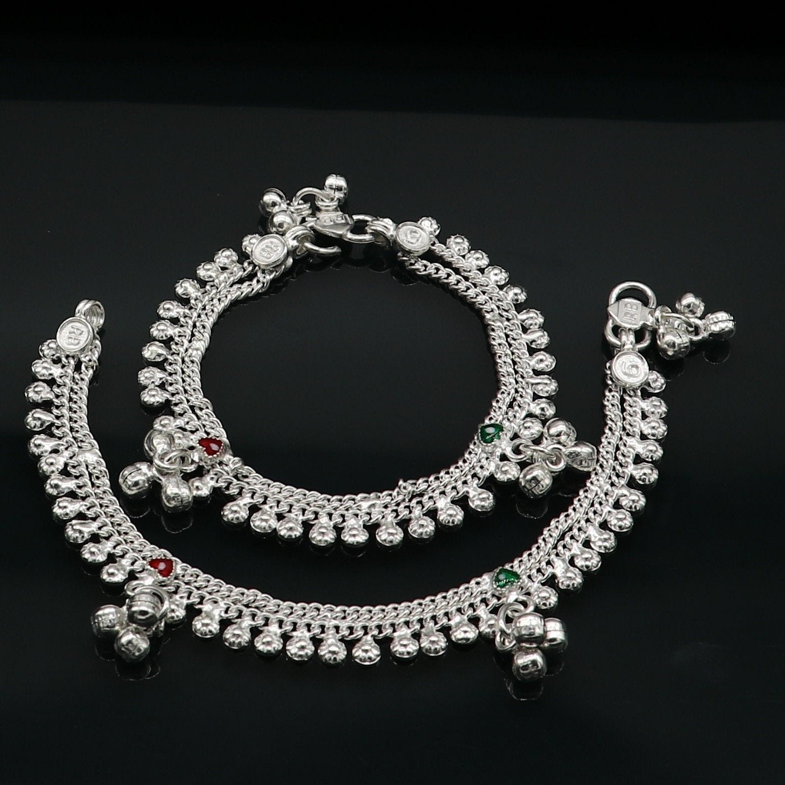 6" inch handmade solid sterling silver baby kids ankle bracelet unisex new born baby anklet foot bracelet customized charm bracelet ank387 - TRIBAL ORNAMENTS