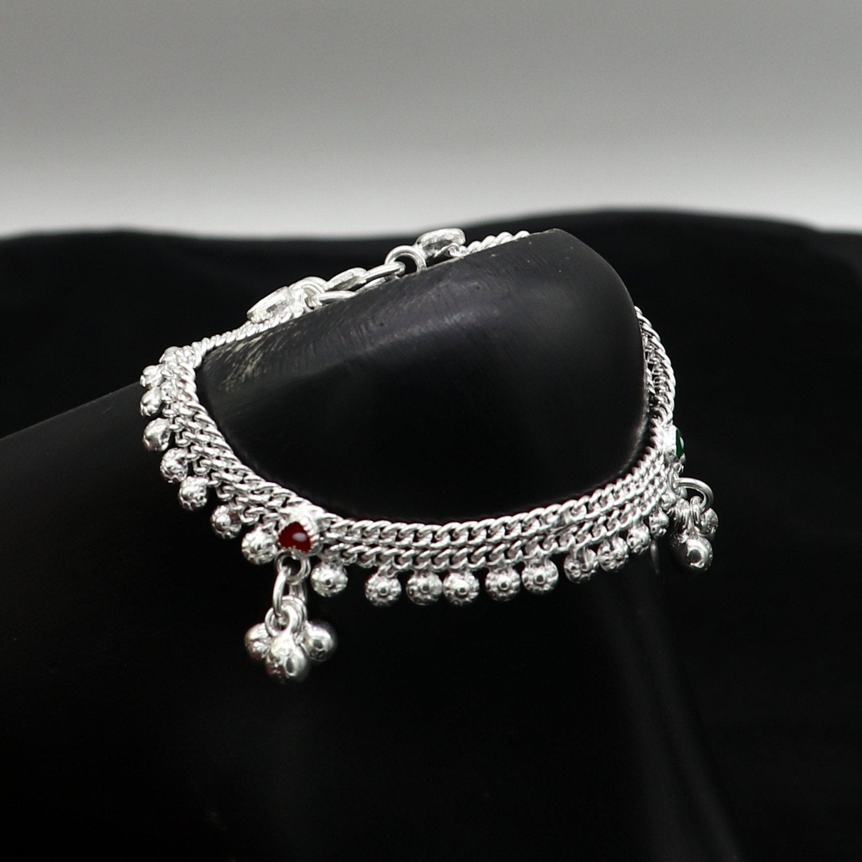 6" inch handmade solid sterling silver baby kids ankle bracelet unisex new born baby anklet foot bracelet customized charm bracelet ank387 - TRIBAL ORNAMENTS