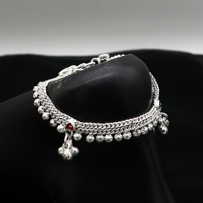 6" inch handmade solid sterling silver baby kids ankle bracelet unisex new born baby anklet foot bracelet customized charm bracelet ank387 - TRIBAL ORNAMENTS
