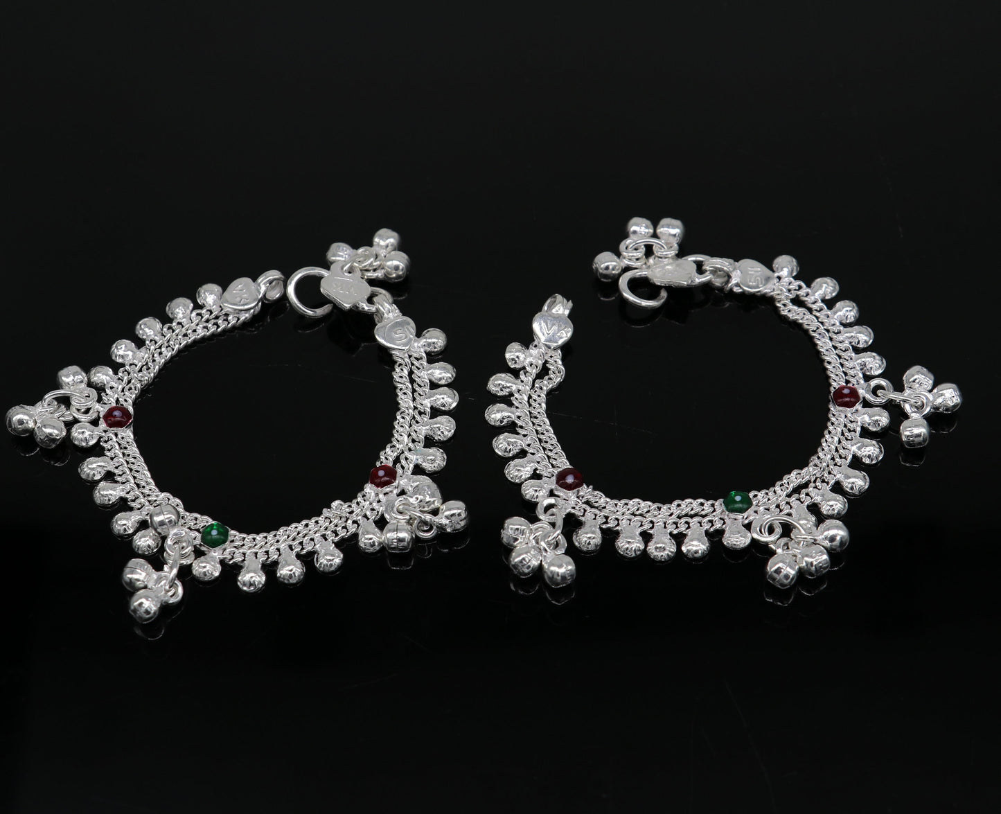 6" inches handmade solid sterling silver baby kids ankle bracelet unisex baby anklet foot bracelet customized charm noisy bracelet ank415 - TRIBAL ORNAMENTS