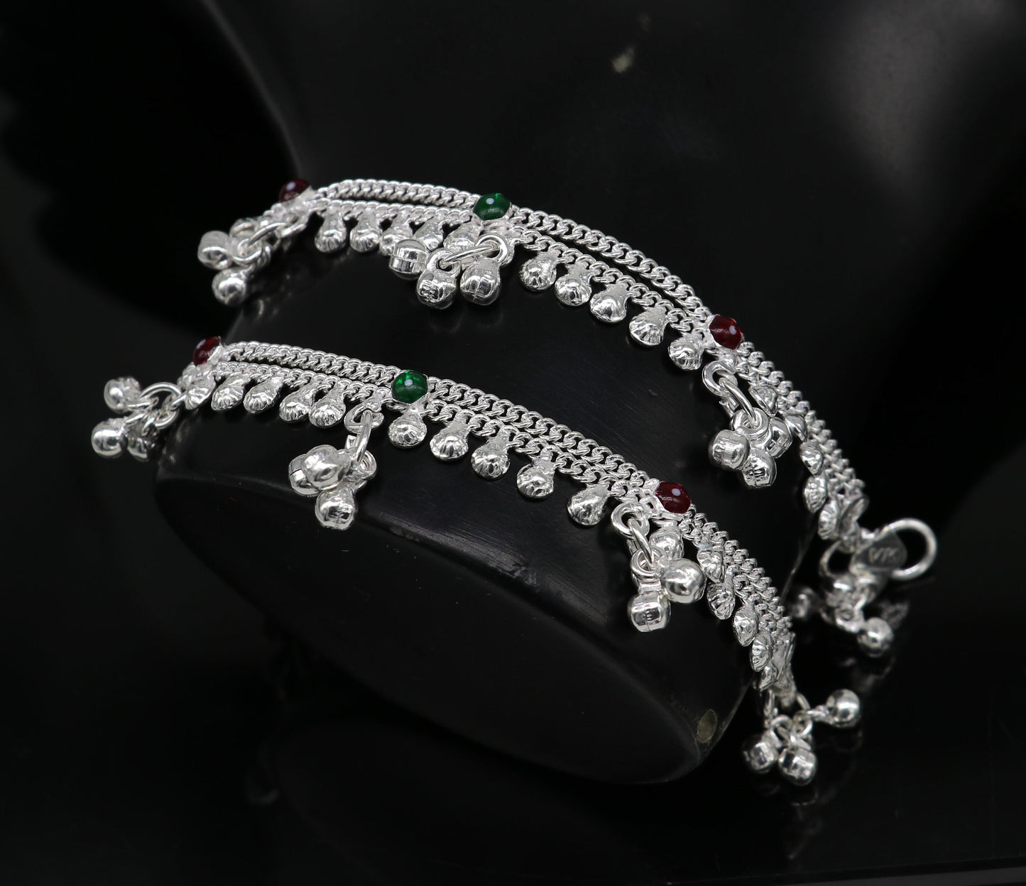 6" inches handmade solid sterling silver baby kids ankle bracelet unisex baby anklet foot bracelet customized charm noisy bracelet ank415 - TRIBAL ORNAMENTS